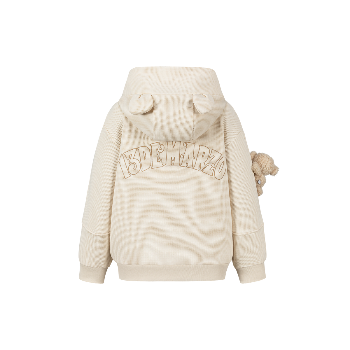 13DE MARZO BabyBear Waffle Zip Sweatshirt Jacket Beige