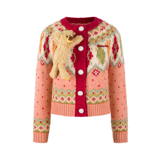 13DE MARZO Christmas Bear Vintage Cardigan