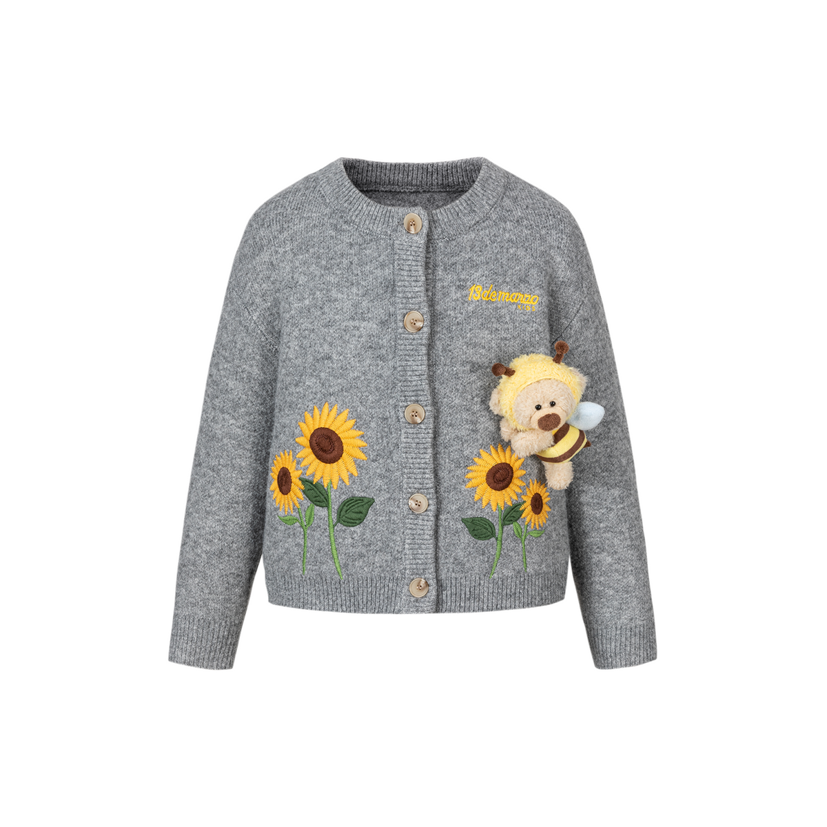 13DE MARZO BabyBear Sunflower Cardigan Grey