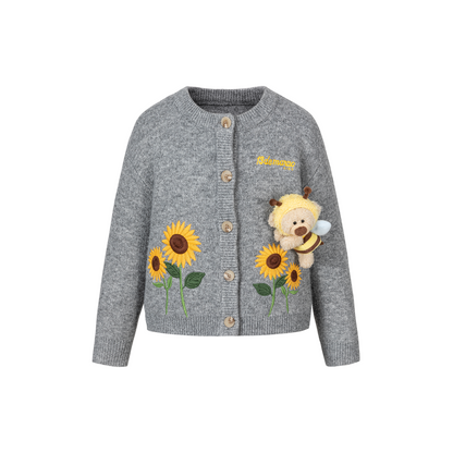 13DE MARZO BabyBear Sunflower Cardigan Grey