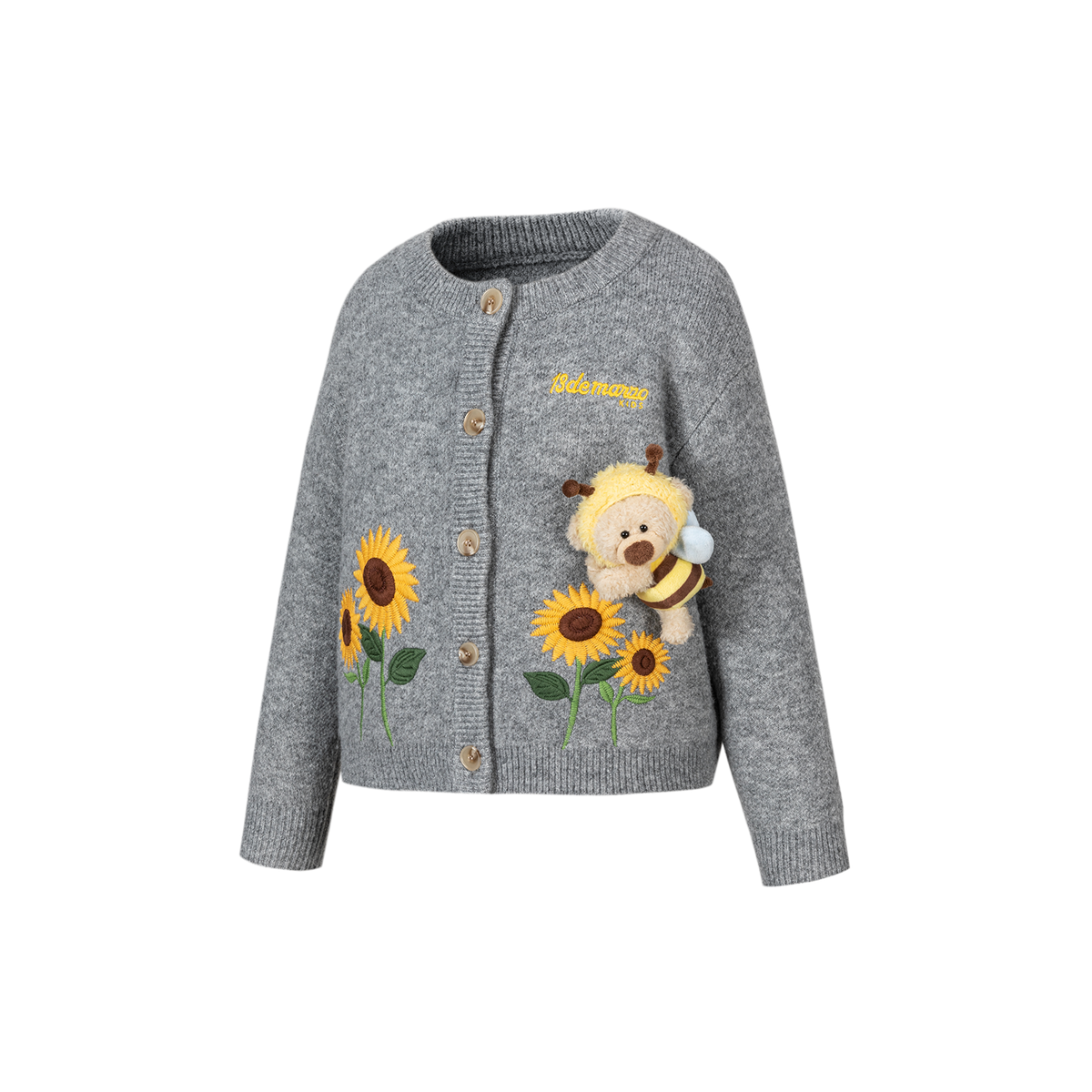 13DE MARZO BabyBear Sunflower Cardigan Grey