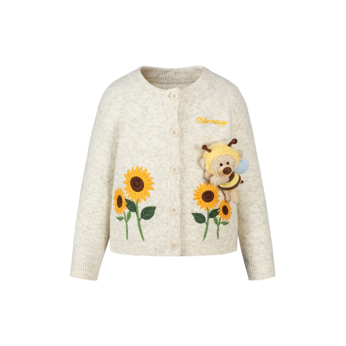 13DE MARZO BabyBear Sunflower Cardigan Beige