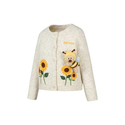13DE MARZO BabyBear Sunflower Cardigan Beige