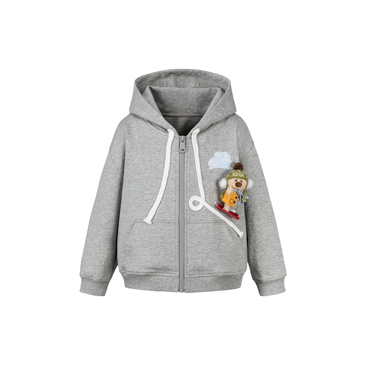 13DE MARZO Snow BabyBear Hooded Cardigan Grey