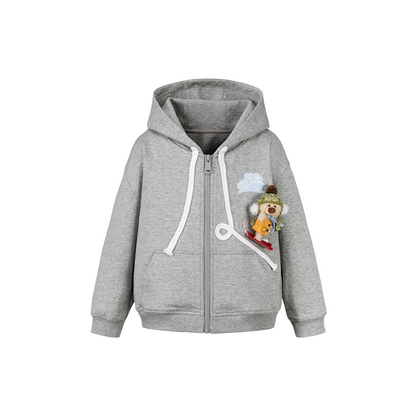 13DE MARZO Snow BabyBear Hooded Cardigan Grey