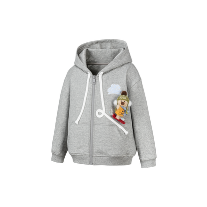 13DE MARZO Snow BabyBear Hooded Cardigan Grey