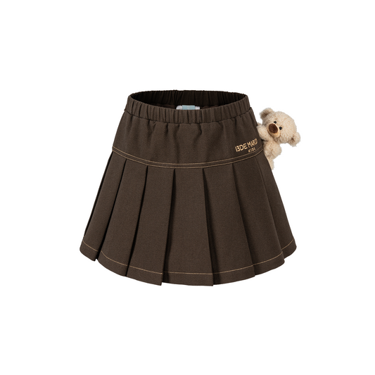 13DE MARZO BabyBear Suit Pleated Skirt Brown
