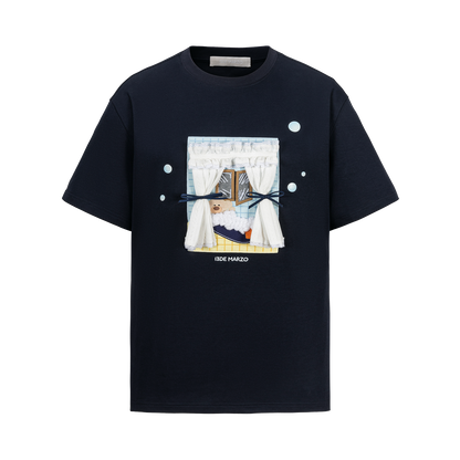 13DE MARZO Patchwork Bear Bath Scene T-shirt Navy Blue - 13DE MARZO