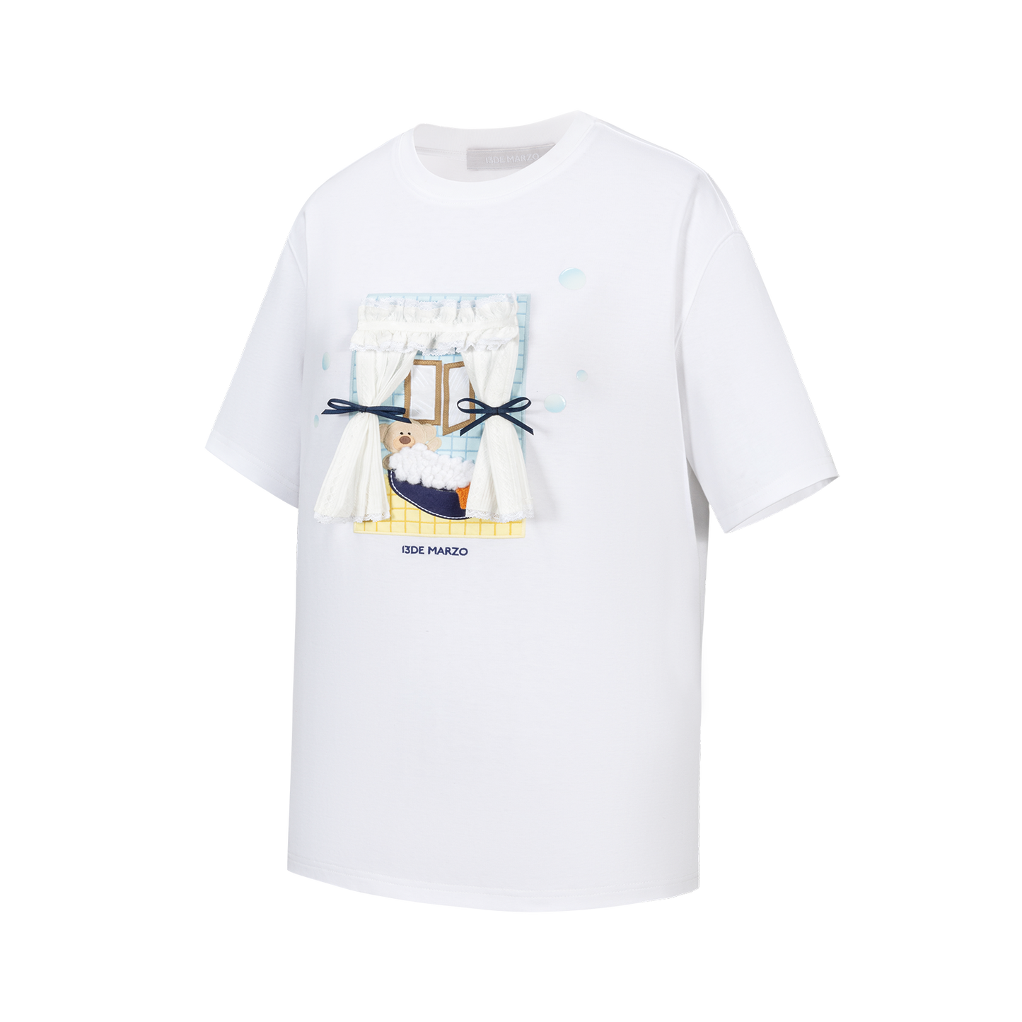 13DE MARZO Patchwork Bear Bath Scene T-shirt White - 13DE MARZO