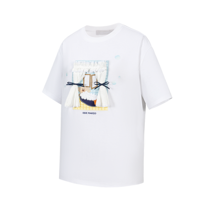 13DE MARZO Patchwork Bear Bath Scene T-shirt White - 13DE MARZO