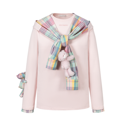 13DE MARZO Plaid Deconstructed Long Sleeve Pink