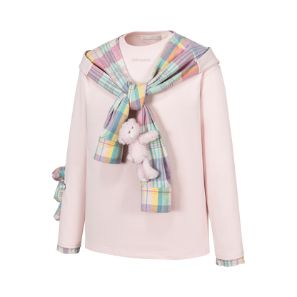 13DE MARZO Plaid Deconstructed Long Sleeve Pink