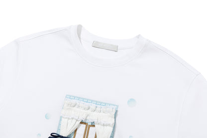 13DE MARZO Patchwork Bear Bath Scene T-shirt White - 13DE MARZO