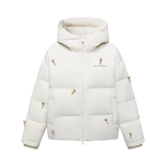 13DE MARZO All Over Flocked Bear Down Jacket Beige