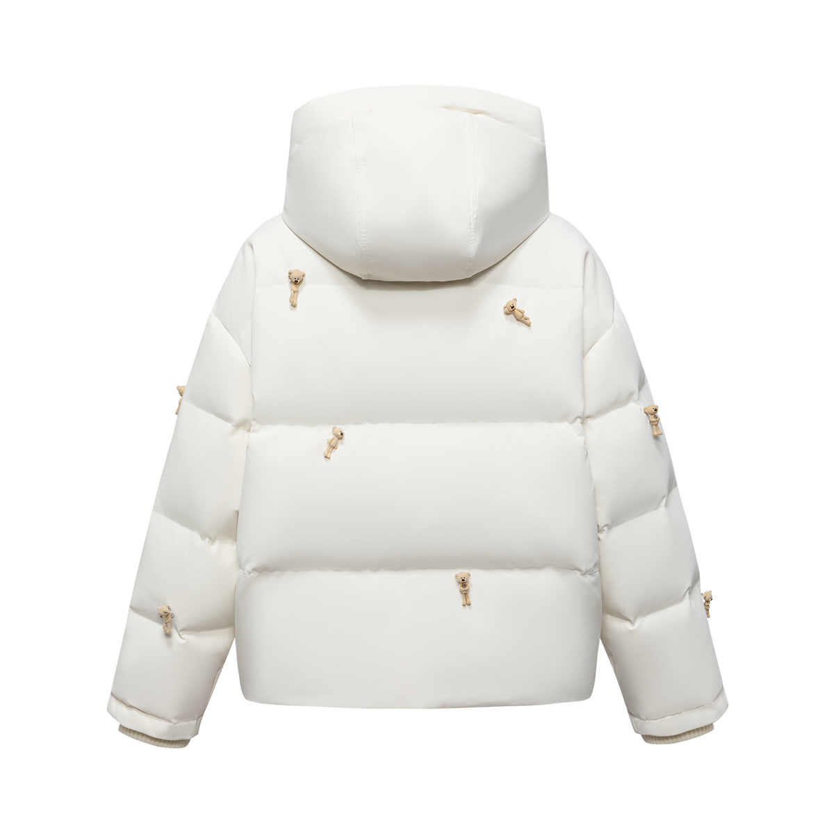 13DE MARZO All Over Flocked Bear Down Jacket Beige