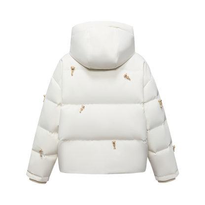 13DE MARZO All Over Flocked Bear Down Jacket Beige