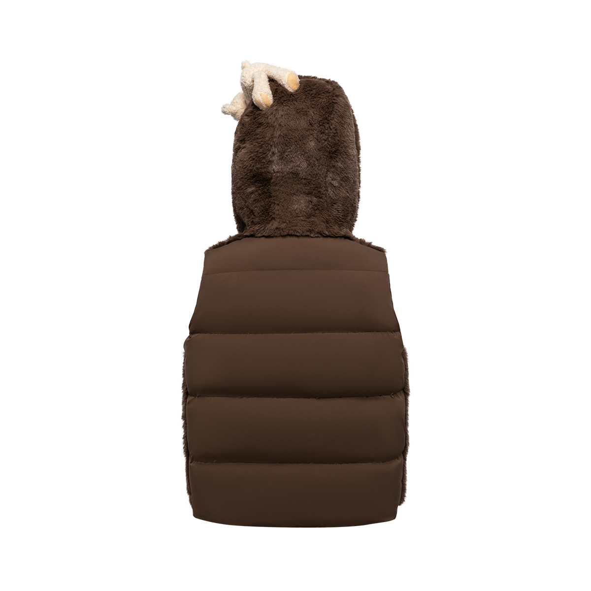 13DE MARZO Patchwork Down Hooded Vest Brown