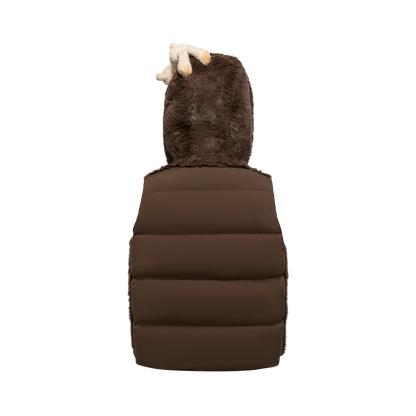 13DE MARZO Patchwork Down Hooded Vest Brown