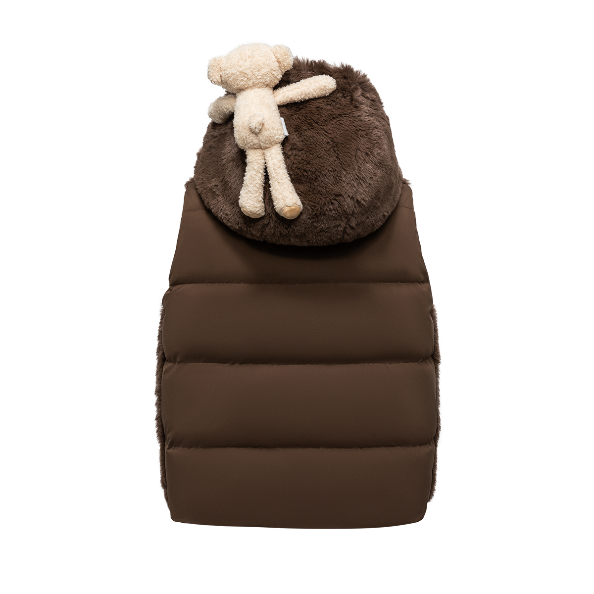 13DE MARZO Patchwork Down Hooded Vest Brown