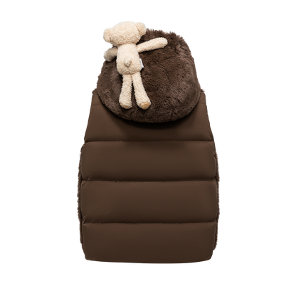 13DE MARZO Patchwork Down Hooded Vest Brown