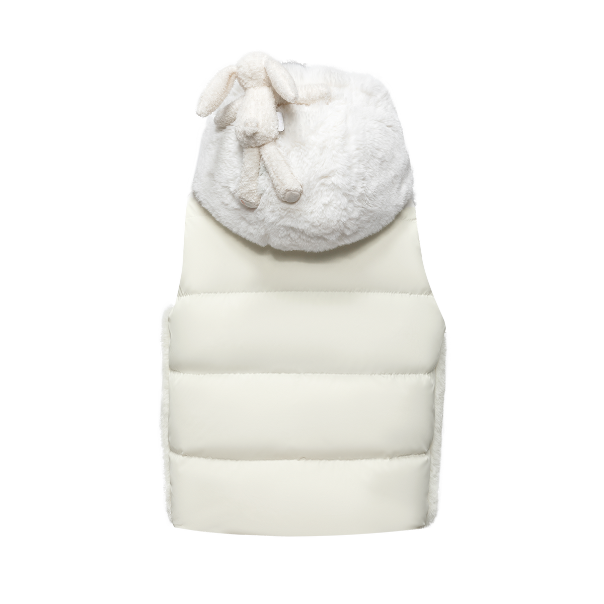 13DE MARZO Patchwork Down Hooded Vest Beige
