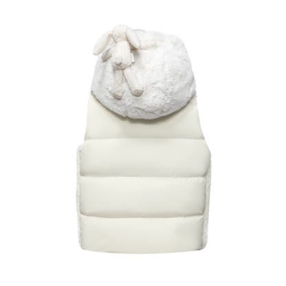 13DE MARZO Patchwork Down Hooded Vest Beige