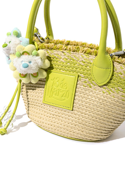 13DE MARZO Floral Bear Straw Tote Bag - 13DE MARZO