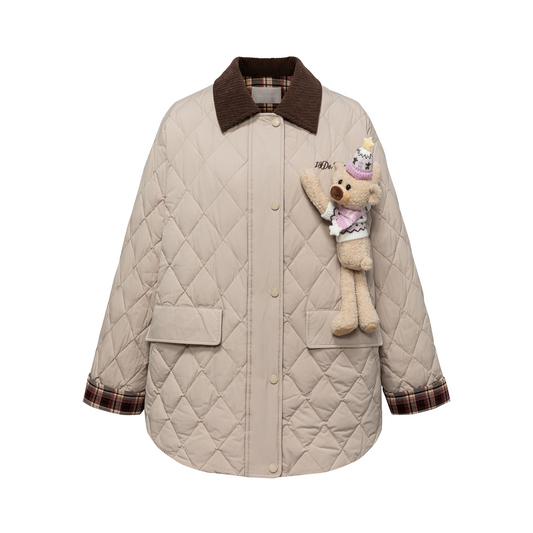 13DE MARZO Luminous Bear Down Jacket Coat Khaki - 13DE MARZO