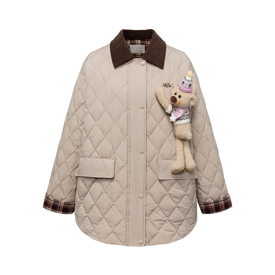 13DE MARZO Luminous Bear Down Jacket Coat Khaki - 13DE MARZO