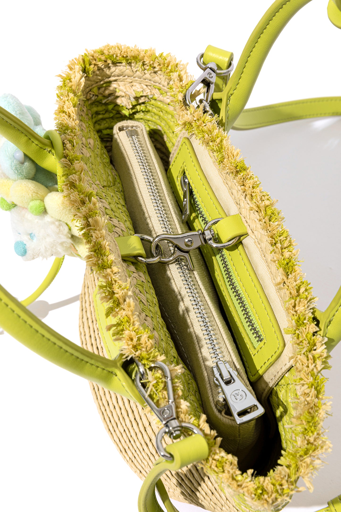 13DE MARZO Floral Bear Straw Tote Bag - 13DE MARZO