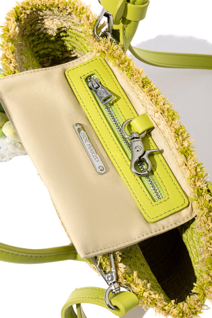 13DE MARZO Floral Bear Straw Tote Bag - 13DE MARZO