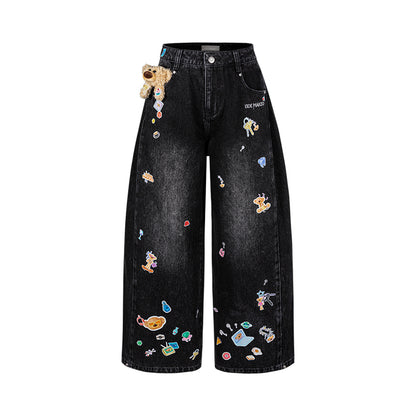 13DE MARZO Bear Stickers Jeans - 13DE MARZO