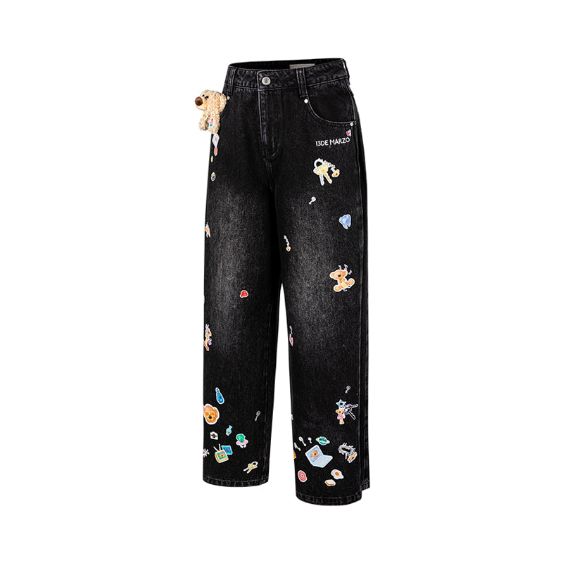 13DE MARZO Bear Stickers Jeans - 13DE MARZO