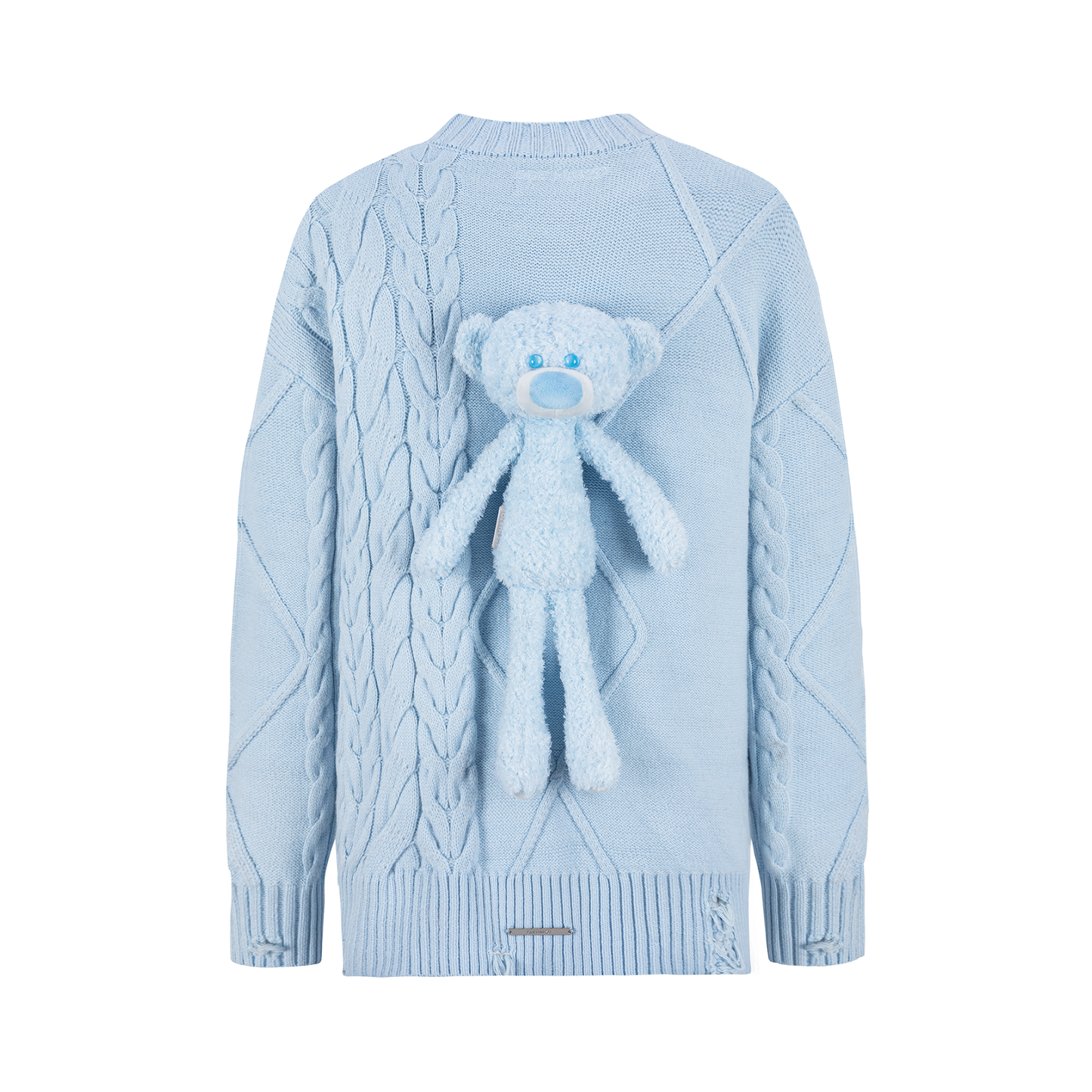 13DE MARZO Bear Embossment Weave Sweater