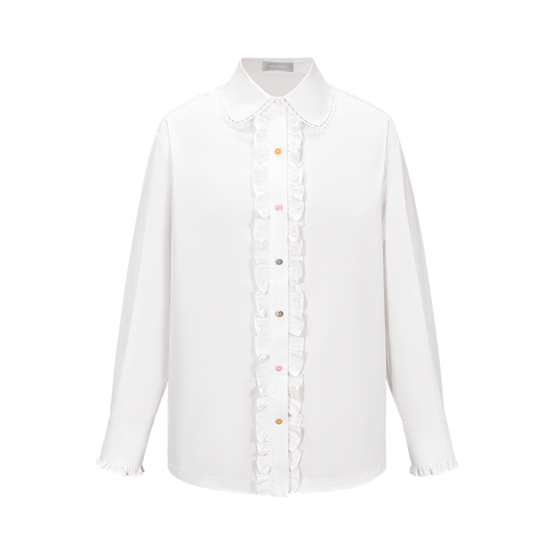 13DE MARZO Detachable CapeCircus Print Shirt White
