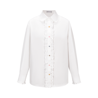 13DE MARZO Detachable CapeCircus Print Shirt White