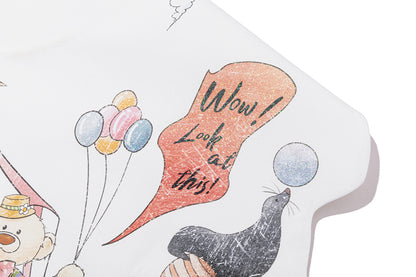 13DE MARZO Detachable CapeCircus Print Shirt White