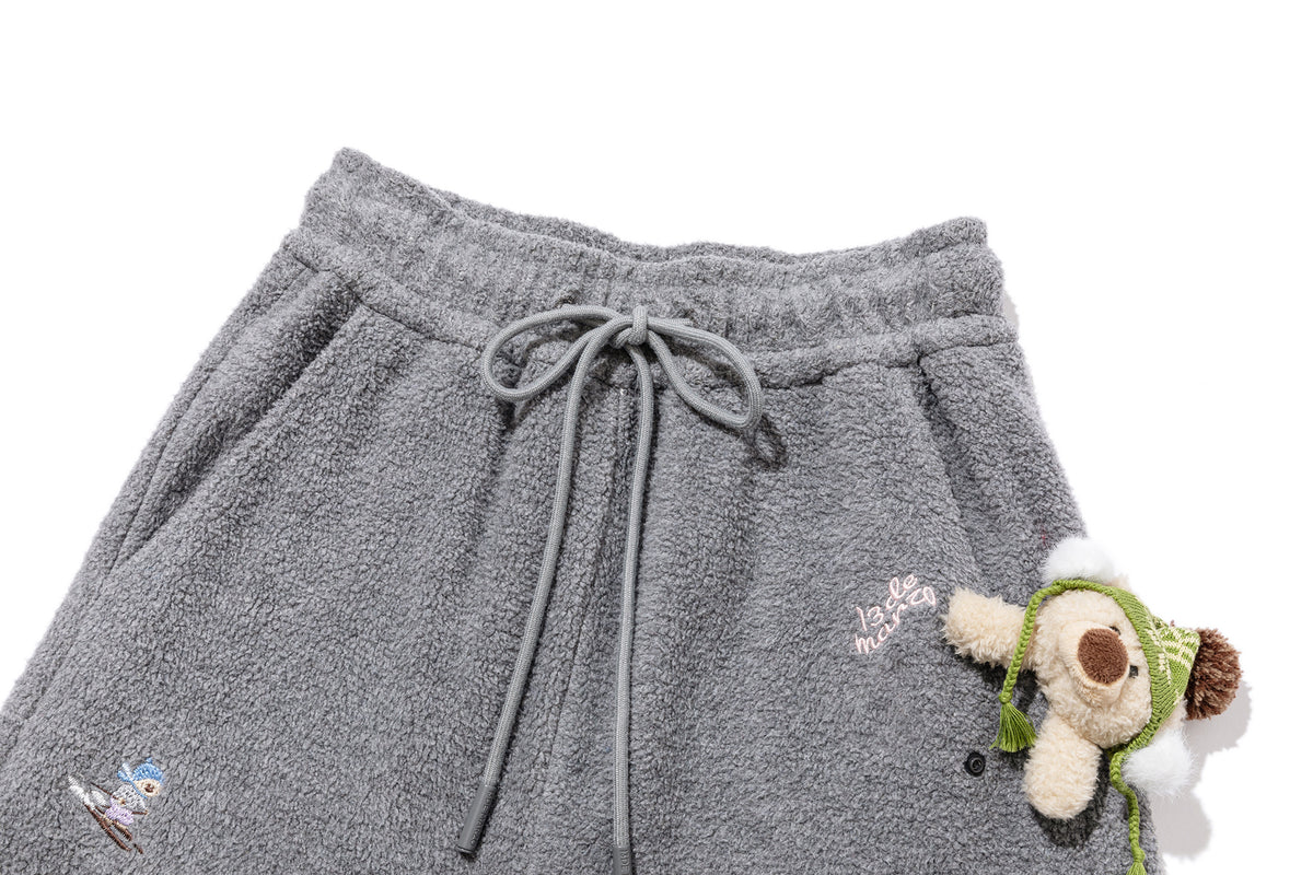 13DE MARZO All Over Embroidered Bear Casual Pants Grey - 13DE MARZO