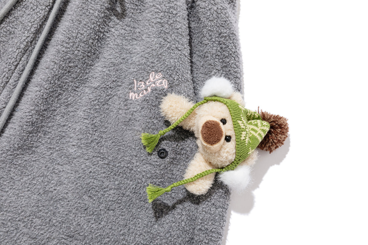 13DE MARZO All Over Embroidered Bear Casual Pants Grey - 13DE MARZO