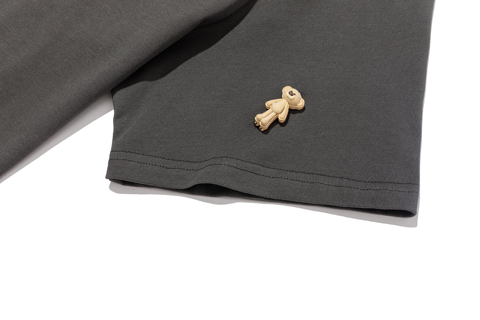 13DE MARZO Mini Flocked Bear T-shirt Dark Grey - 13DE MARZO