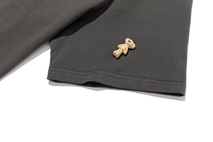 13DE MARZO Mini Flocked Bear T-shirt Dark Grey - 13DE MARZO