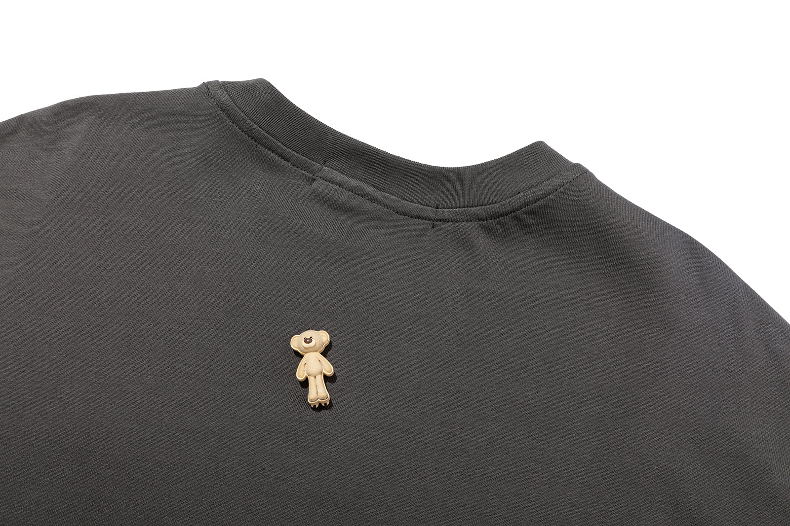 13DE MARZO Mini Flocked Bear T-shirt Dark Grey - 13DE MARZO