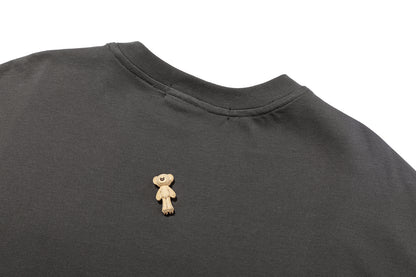 13DE MARZO Mini Flocked Bear T-shirt Dark Grey - 13DE MARZO