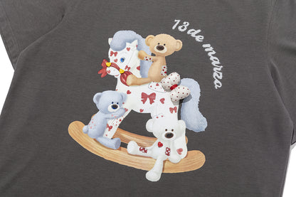 13DE MARZO Rocking Horse Print T-shirt Dark Grey - 13DE MARZO