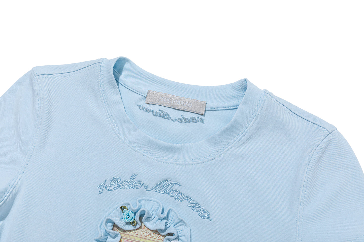 13DE MARZO Floral Illustration Tight Tee - 13DE MARZO