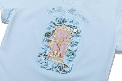 13DE MARZO Floral Illustration Tight Tee - 13DE MARZO
