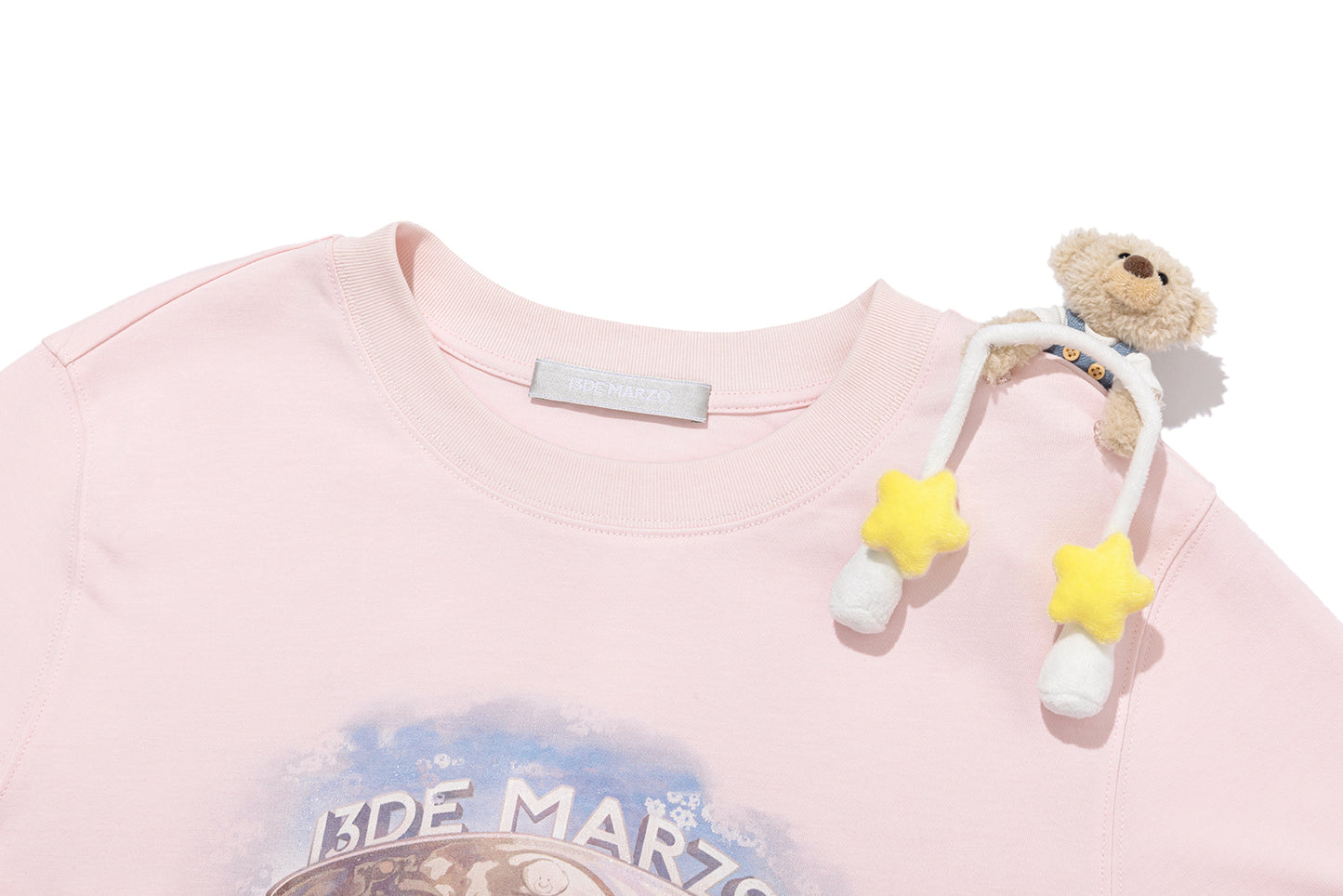 13DE MARZO Carousel Bear Printed T-shirt Pink - 13DE MARZO