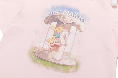 13DE MARZO Carousel Bear Printed T-shirt Pink - 13DE MARZO