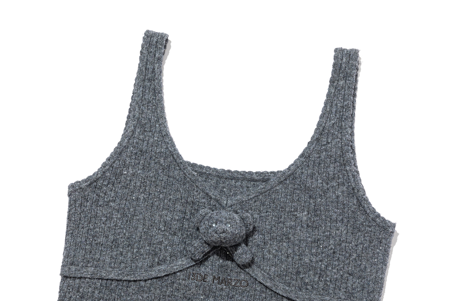 13DE MARZO Mini Bear Sequin Camisole Grey