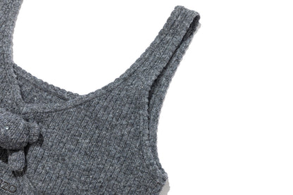 13DE MARZO Mini Bear Sequin Camisole Grey